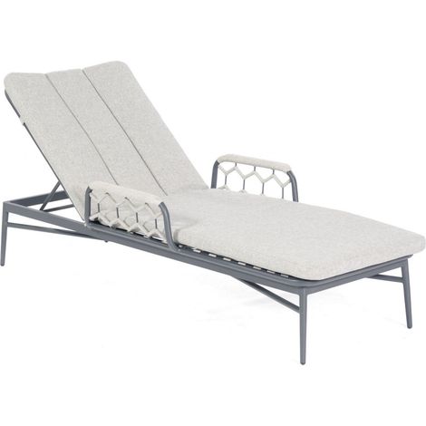 Sonnenpartner Yale Lounge-Liege Gartenliege Sonnenliege mit Polyrope silbergrau