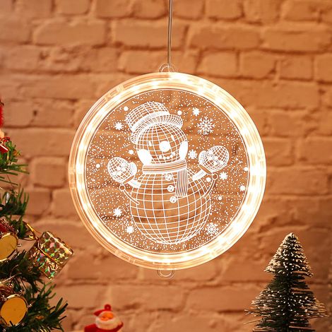 Weihnachtsfensterbeleuchtung, Weihnachtsbeleuchtung, Weihnachtsfensterdekoration für drinnen, beleuchtete Weihnachtsfensterdekoration, batteriebetriebene LED-Weihnachtsbeleuchtung (Schneemann) – 16 cm (1/3)