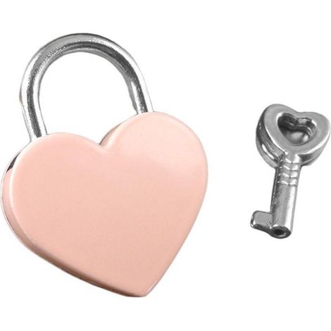 Cadenas en forme de cœur avec clé, Rose, Serrure pour journal intime et bagages, sac en velours inclus
