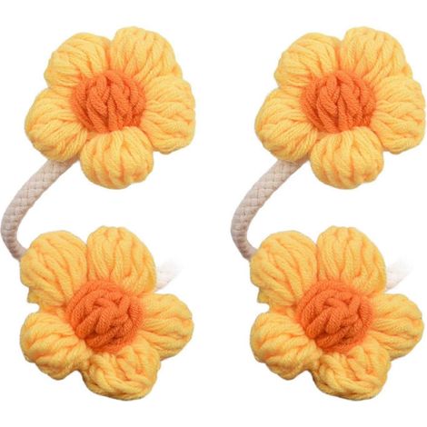 Embrasses de rideaux décoratives à motifs floraux, boucles de maintien et attaches pour rideaux intérieur ECVGHD jaune (1/5)