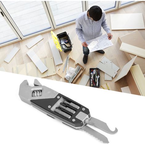 Klappbarer Sechskantschlüssel aus Edelstahl, multifunktionales, verstellbares Heimwerker-Handwerkzeug mit 10 Schraubendreherbits (1/5)