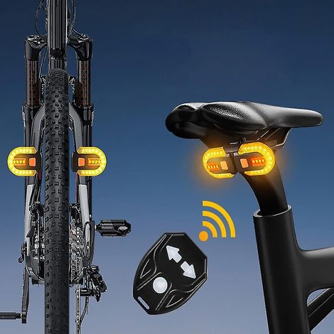 Clignotants de vélo avec télécommande sans fil, feu arrière deux pièces avec indicateur, rechargeable par USB CJY (1/5)