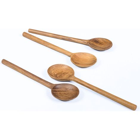 Set de 6 Cuillères SUGAR SPOON en Teck Naturel 13cm - Couverts Artisanaux