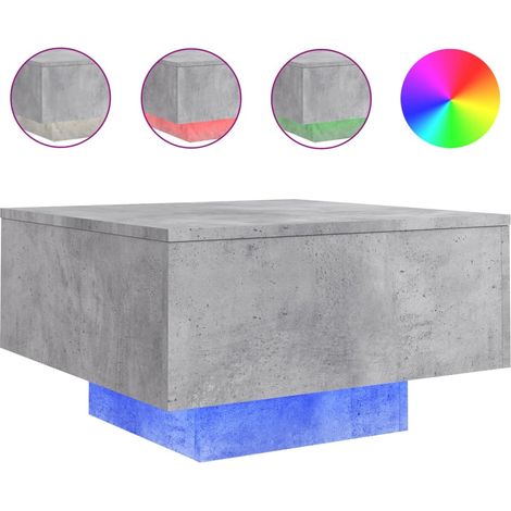 Maison Exclusive - Couchtisch mit LED-Leuchten Betongrau 55x55x31