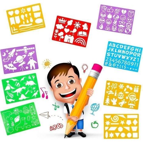 (Mehrfarbig) Zeichenschablonen – G – 20 Motive – Kunststoff – Mehrfarbig – Wiederverwendbar (1/4)
