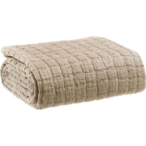 VIVARAISE - Plaid Swami en coton 100% - Couleur Muscade - 130 x 200 cm (1/2)