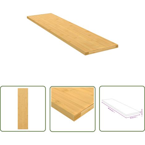 The Living Store Étagère murale 80x20x1,5 cm bambou - Étagère Murale - Étagère Suspendue - Rangement Mural - Décoration Murale - Étagère Bambou (1/4)