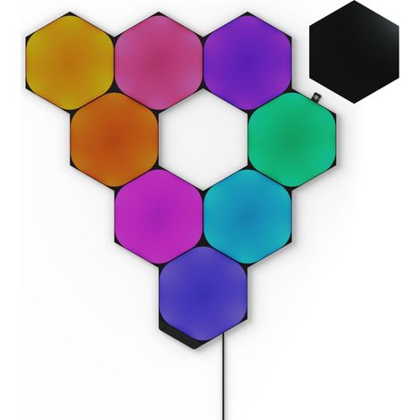 Nanoleaf Shapes Ultra Black Hexagon Starter Kit, 9 Esagoni Luminosi LED RGBW Smart - Applique da Parete Interno Modulari, Luci Led 16M Colori WiFi, Funziona con Alexa, Sincronia Musica e Monitor (1/5)