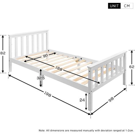 Simple and elegant solid wood bed frame for bedroom, dormitory, adult, children's, and teenagers' furniture (90 x 190 cm) (1/5)