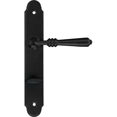 Maniglia per porta DEVON con placca WC 72 NERA