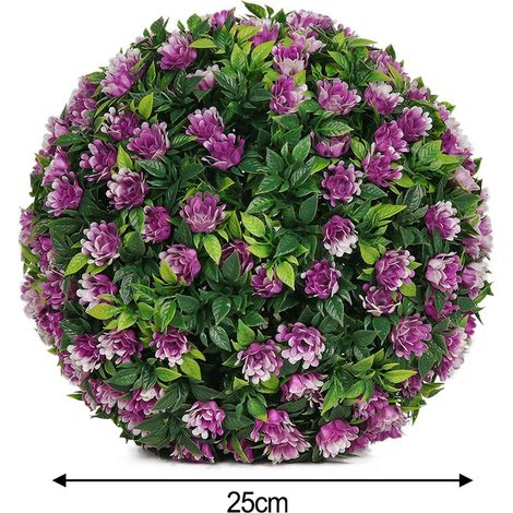 Boule De Fleurs Artificielles - Boule Topiaire Suspendue Pour Décoration Intérieure Et Extérieure - Diamètre 10 cm 24 cm 34 cm - En Plastique UV Résistant (1/4)