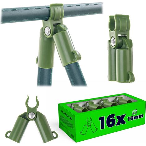 16 - Raccord Plastique - Charnière Tuteur - Support Triangulaire Stable - Résistant Intempéries - Jardin Serre Balcon - Noir - 16 mm (1/5)