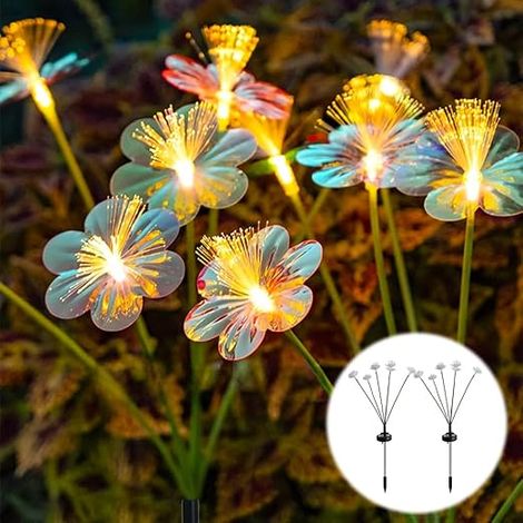 Lot de 2 Fleurs Solaires LED Roseaux Étoile IP65 – Décoration pour Jardin Patio – Design Naturel (1/5)