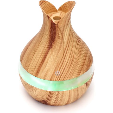 Diffuseur d'huiles essentielles 300 ml avec veilleuse LED 7 couleurs et humidificateur d'air effet bois. (1/5)