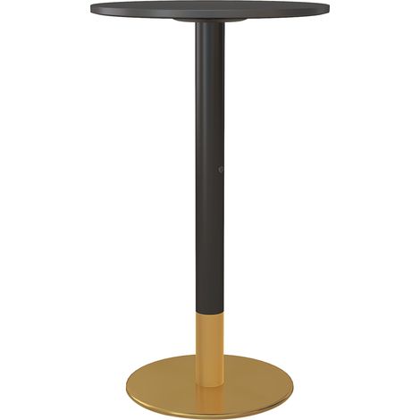 Table de bar ronde bistro contemporaine, cadre acier noir, 60x60x102 cm, table cuisine design (1/5)