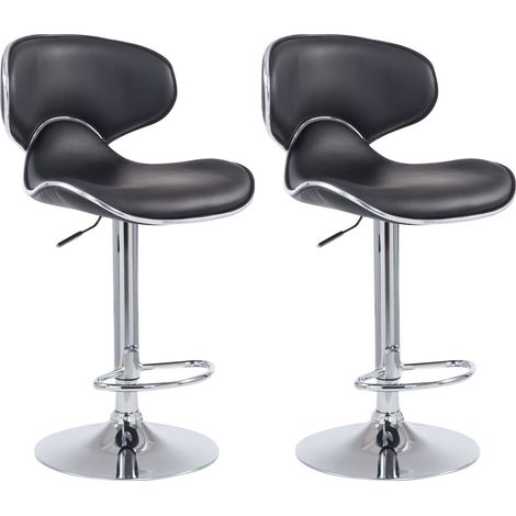 2er Set Barhocker Las Vegas Kunstleder schwarz chrom (1/5)