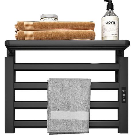 Radiador Toallero Eléctrico, 500x1100mm Toallero Baño Radiador, Secador de Toallas, Toallero Calentado, Secatoallas Electrico, Temperatura constante inteligente Calentador de Toallas Pared, Negro