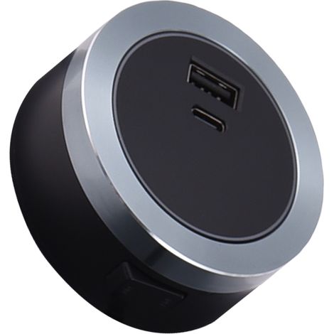 Adaptateur rail électrique prise USB Type-C 18W en aluminium ABS 7x7x4cm LED bleue SP5 1 adaptateur (1/5)