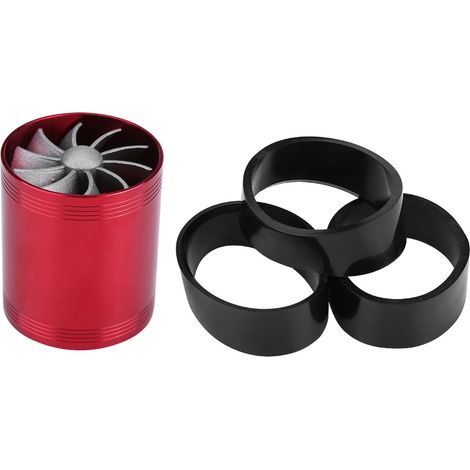 GARRYFIZH Turbonator, compresseur d'admission d'air en aluminium pour voiture, double ventilateur, turbo rouge, économiseur de carburant.
