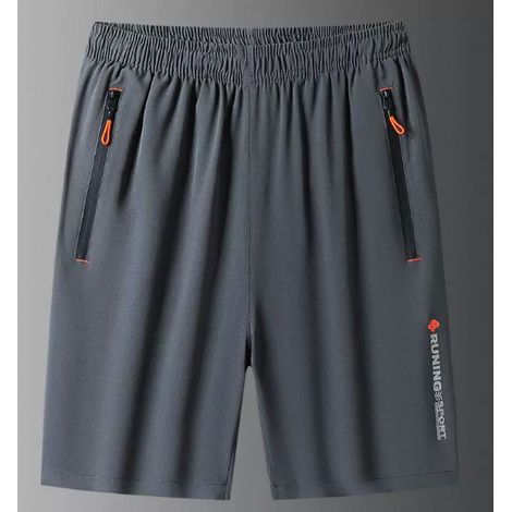 Sportshorts für Herren mit Reißverschlusstaschen, waschbar und sehr dehnbar, ideal für Fitness und Fitnessstudio – Xin Grey M (1/5)