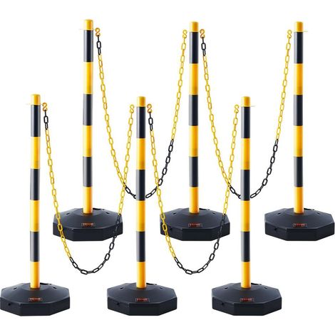Balisage pratique pour chantier et parking, poteaux de signalisation jaune noir à socle remplissable, hauteur réglable (1/5)