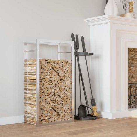 Portant de bois chauffage- Porte-bûches -Meuble pour range bûches 50x28x94 cm acier inoxydable 713201 (1/5)