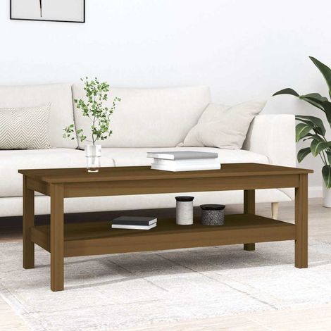 vidaXL Mesa de centro madera maciza de pino marrón miel 110x50x40 cm (1/5)