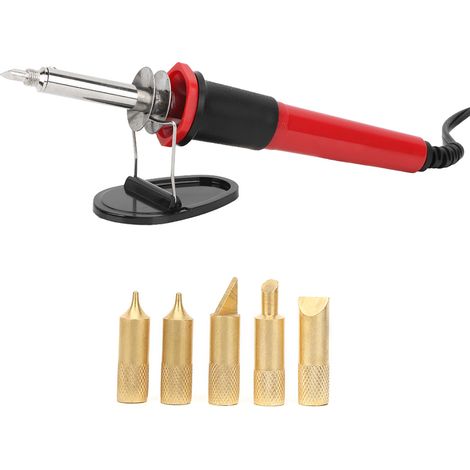 Ensemble de fer à souder électrique pour la sculpture sur bois 7 pièces, comprenant un fer à souder, un stylo à souder et des outils de pyrogravure (norme américaine 110 V). (1/5)
