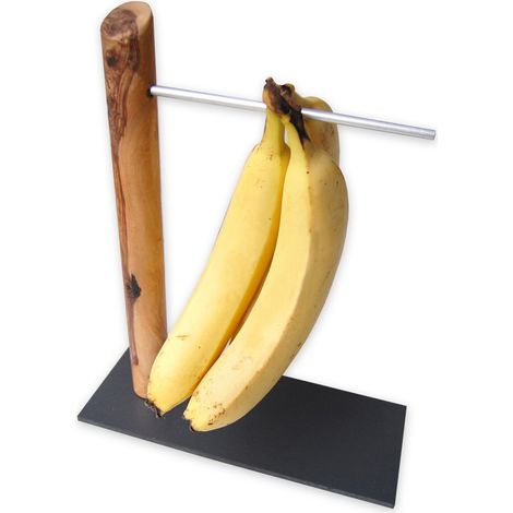 Porte-banane en bois d'olivier support pour fruits design fourchette hauteur 30 cm - PANGIVO (1/5)