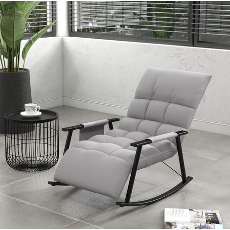 fauteuil relax chaise a bascule gris polyester OKMYHOME (1/4)