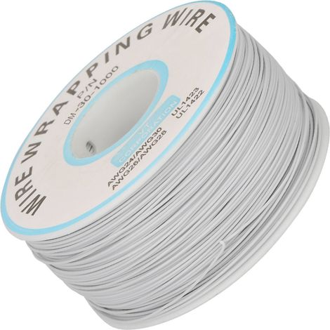 1 Rouleau Fil de Cuivre Monobrin 30AWG Câble Ø0,25mm Âme Conductrice Blanc pour Enroulement et Bricolage (1/5)