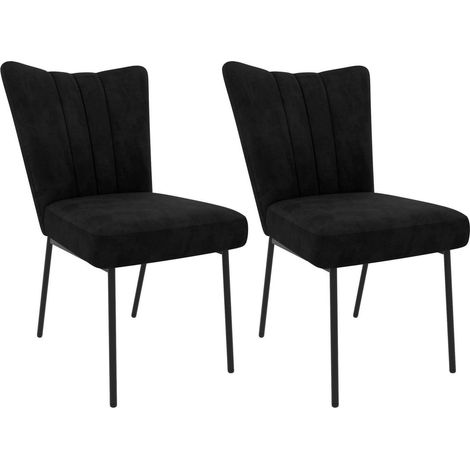 Esszimmerstühle 2er Set Samt Schwarz mit hoher Rückenlehne (1/5)