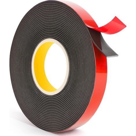 Extra Strong Double Sided Tape, 15mm10M, Acrylic Adhesive, Waterproof, for Office and Home Decoration, Black (1/5)