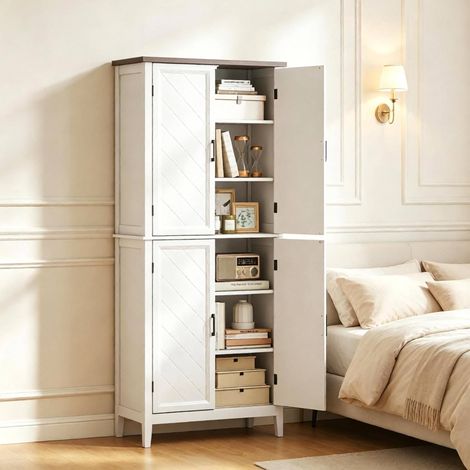 Aparador columna de cocina 76x40x178,5 cm en MDF blanco con almacenaje integrado – MEUBLIV (1/5)