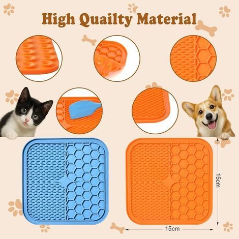2 Pièces Tapis de Lèche Chien, Tapis de Léchage Chien sans BPA, avec 1 Spatule en Silicone, Le Toilettage et l'entretien des Griffes (1/4)