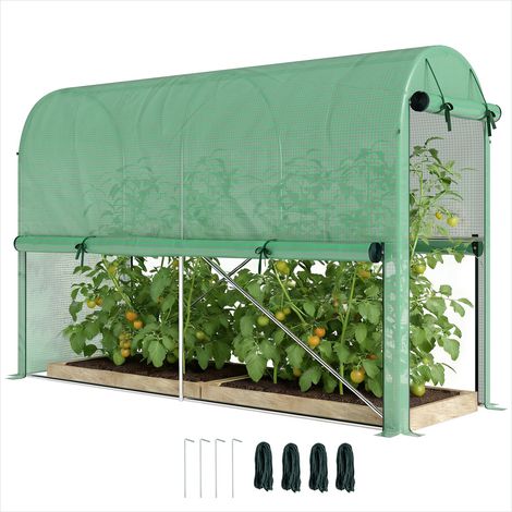 Serre de jardin 300 x 100 x 200 cm bâche PE 140 g m² acier Vert (1/5)