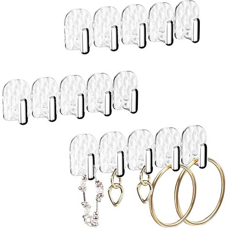 Presentoir Bijoux Organisateur Mural Porte AutoAdhésif Presentoir a Bijoux Présentoir Boucles d'oreilles avec 15 Crochet pour Bracelet Collier (1/5)