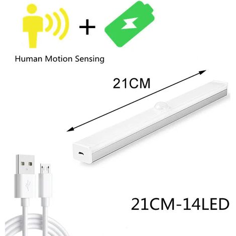 Veilleuse LED intelligente à capteur (lumière blanche, 21 cm), veilleuse de chambre, variateur sans fil, rechargeable par USB. (1/5)
