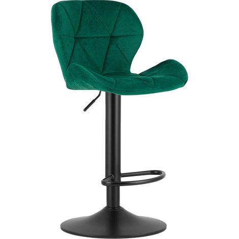 Sgabello da bar West in velluto verde e metallo nero (1/5)