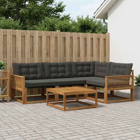 vidaXL  Outdoor Sofa Set  with Cushion 5 pcs Natural and Black
