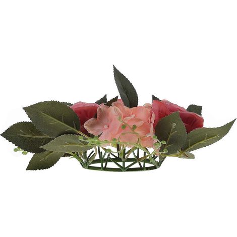 Couronne de bougies roses avec 2 anneaux pour centre de table (1/5)
