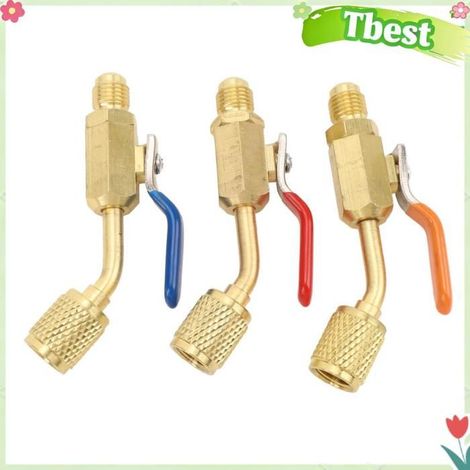Vanne à bille compacte coudée pour réfrigérant en laiton, pour collecteur de tuyaux de charge R134A R410A R22 R12, Interface SAE (1/4)