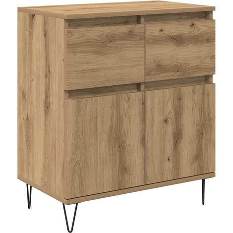 Buffet，Meuble de Rangement，Bahut Chêne artisanal 60 x 35 x 70 cm Bois d'ingénierie et fer CFW632678 (1/5)