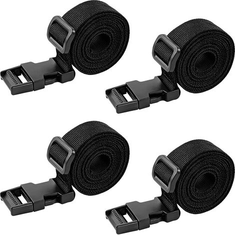 Lot de 4 Sangle de Bagage, Sangle à Boucle Rapide Réglable pour Bagage Valise et Arrimage 25mm, Ceinture de Valise en Polypropylène Antidérapante pour Voyage Camping Transport 1,5m Noir (1/5)