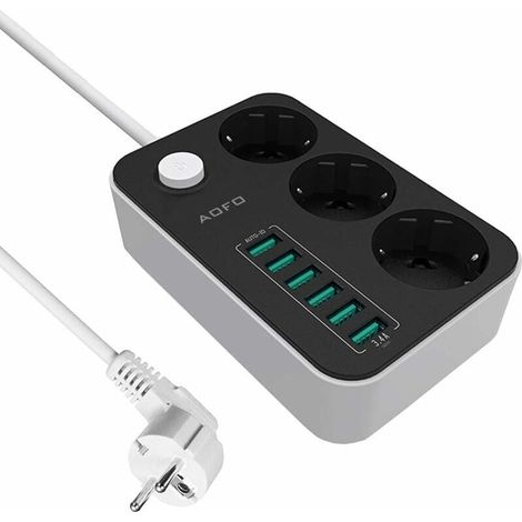 Adaptateur multiprise commutable à 3 voies avec ports USB et 4 A câble 1,6 m 17 W 5 V (1/5)