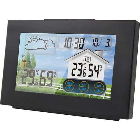 Digitale Wetterstation mit Außensensor, Innen- und Außenthermometer, Hygrometer, LED-Touchscreen und Digitaluhr mit Kalender. (1/5)