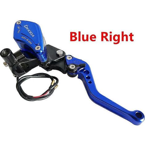 1 pièce, levier d'embrayage hydraulique de 22 mm (7/8") pour guidon de moto, maître-cylindre de frein/embrayage pour Yamaha, Kawasaki, Suzuki et Honda - Bleu droit