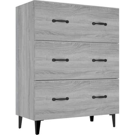 Credenza cassettiera mobile contenitore organizer cucina soggiorno salotto sonoma 695 x 34 x 90 cm legno ingegnerizzato grigio 020036447