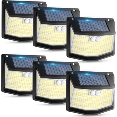 Lampe Solaire Exterieur Détecteur Mouvement: 248 LED Lumiere Solaire Extérieur avec Détecteur de Mouvement 3 Modes 270° Eclairage IP65 Etanche Spot Exterieur Mural Applique pour Jardin Garage 6 Paquet (1/5)