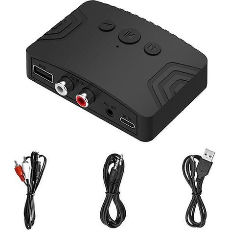 Récepteur audio Bluetooth 5.3, adaptateur audio sans fil stéréo pour clé USB AUX 3,5 mm, compatible avec les téléviseurs, les haut-parleurs de voiture et les amplificateurs. (1/5)